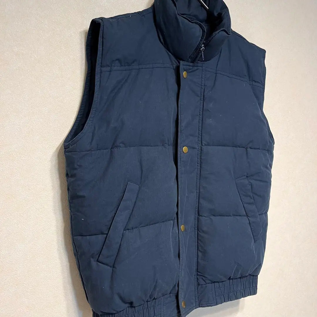 Down vest Navy Cotton Thick Vintage Blue Feather