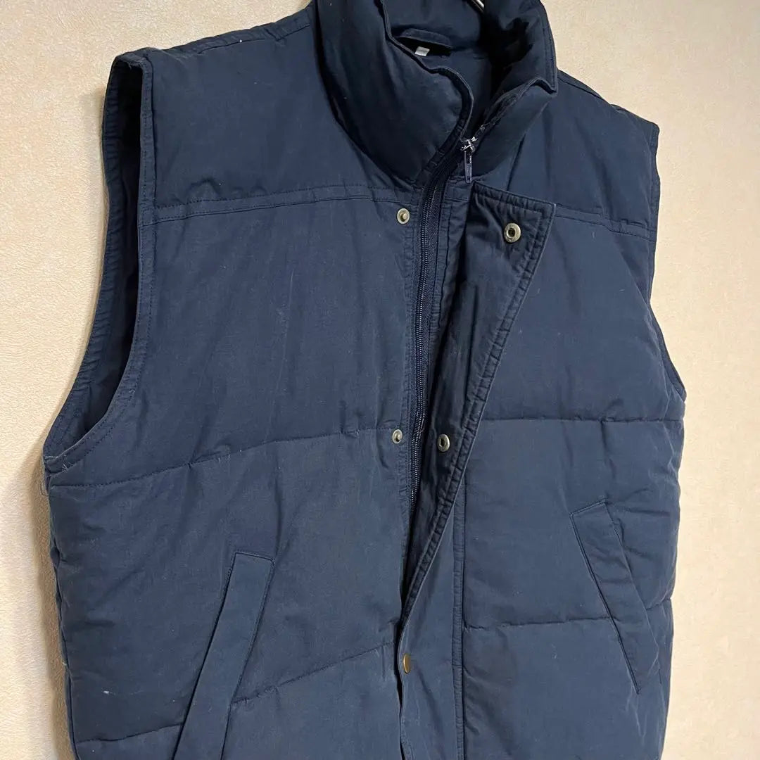 Down vest Navy Cotton Thick Vintage Blue Feather