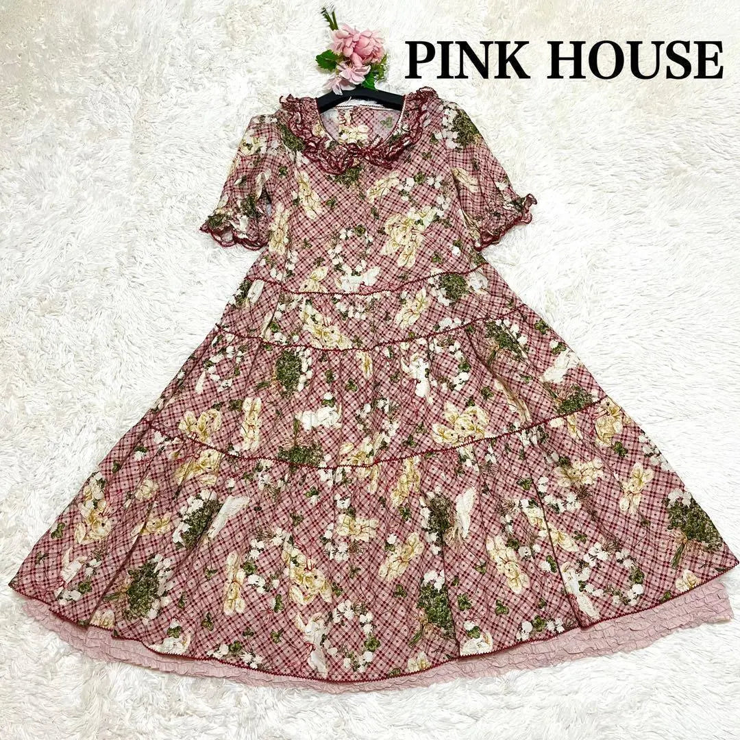 [Extremely beautiful condition✨] Pink House St. Patrick Parade Print Dress Rabbit