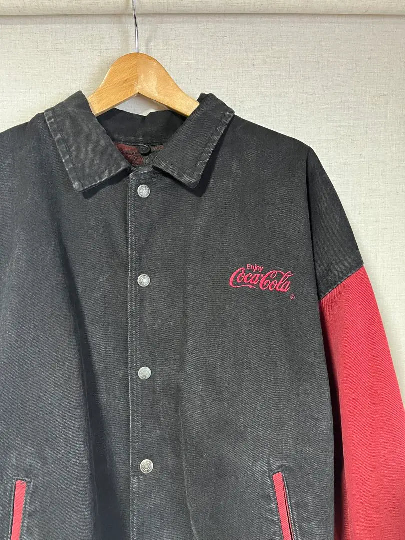 Vintage denim blouson Coca-Cola Canada made varsity jacket denim stadium jacket