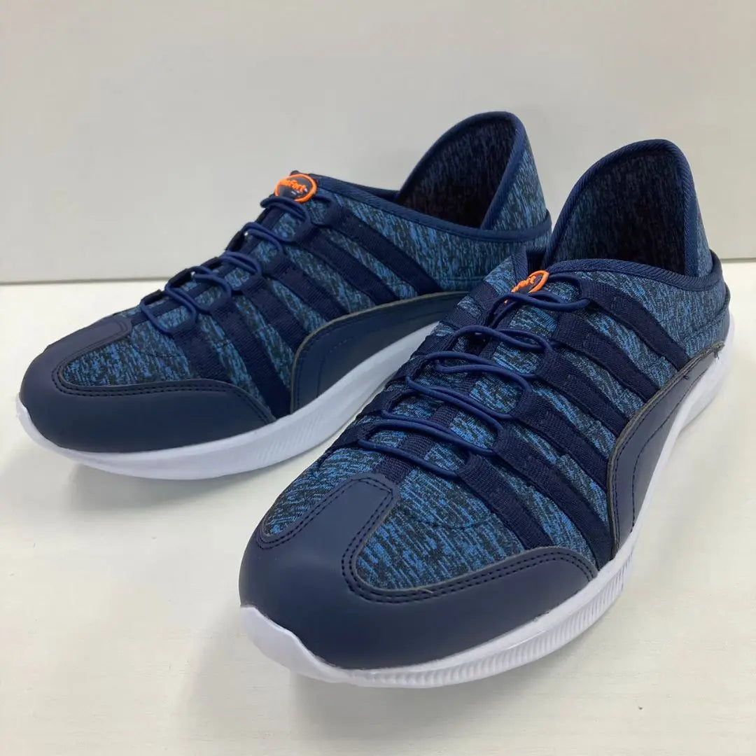 New Men's Size S Lightweight Wide Kickback Sneakers Navy Blue 1266