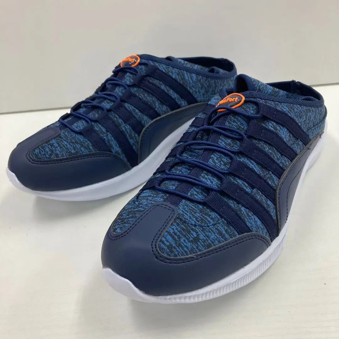 New Men's Size S Lightweight Wide Kickback Sneakers Navy Blue 1266