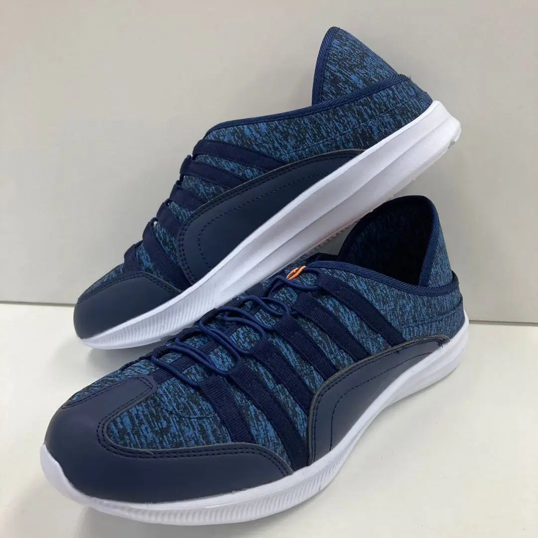 New Men's Size S Lightweight Wide Kickback Sneakers Navy Blue 1266