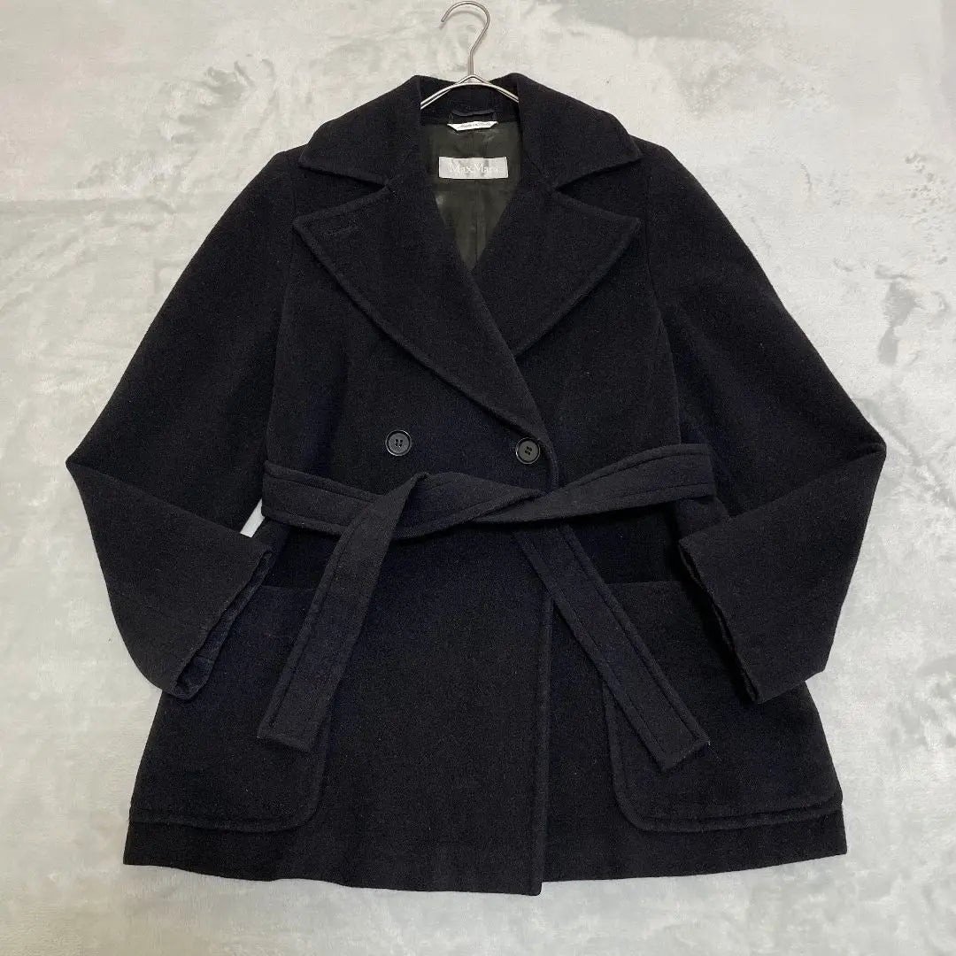 MaxMara Short coat belt double actress collar black 38