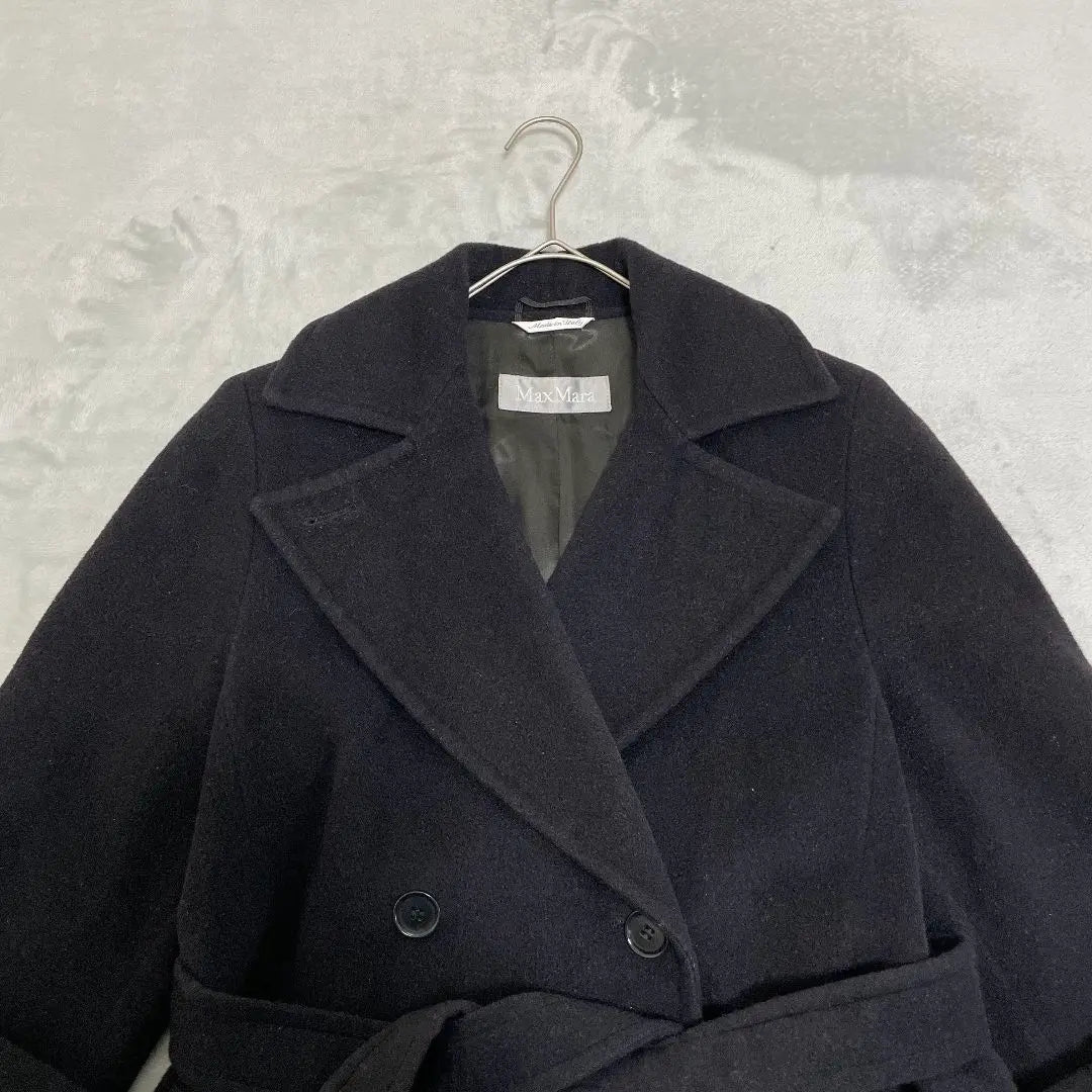 MaxMara Short coat belt double actress collar black 38