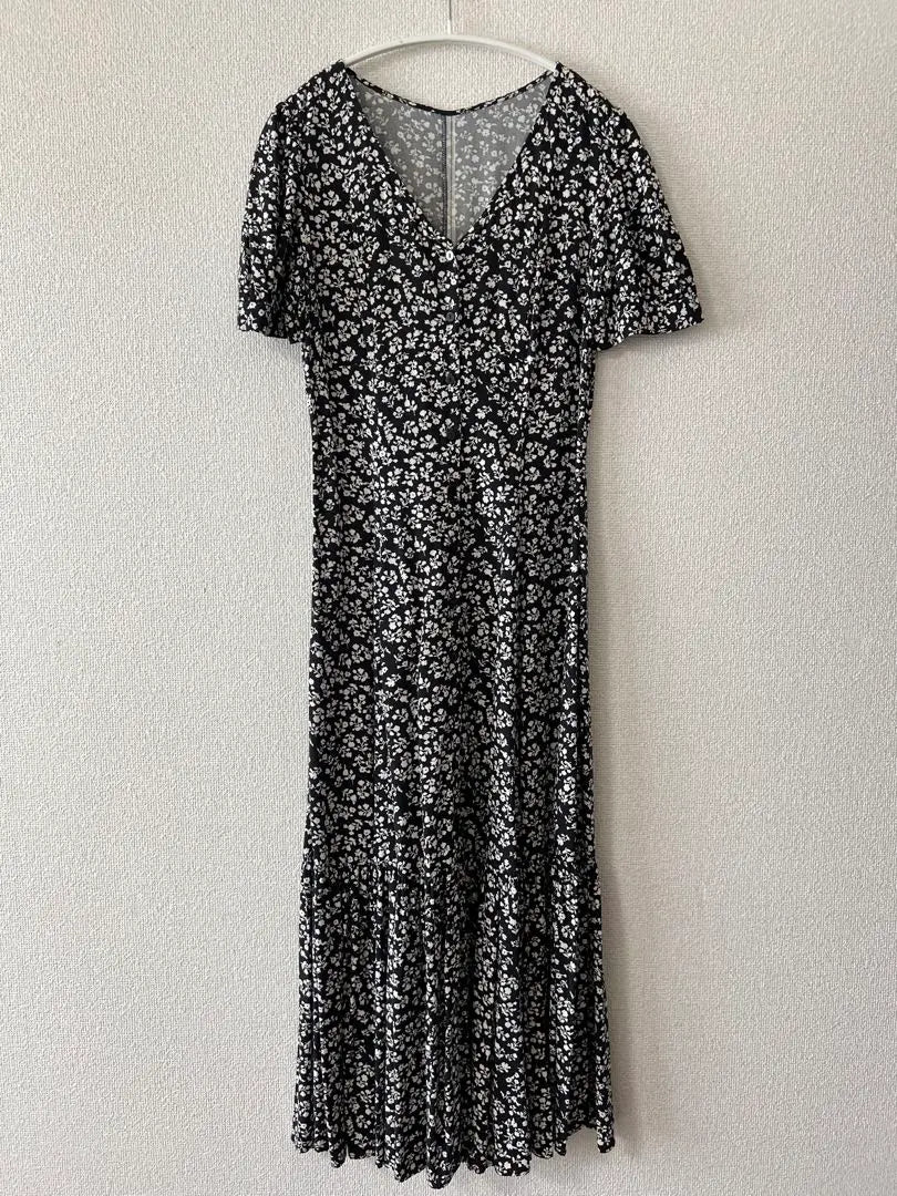 rienda Front Button Pattern Dress Black Size S