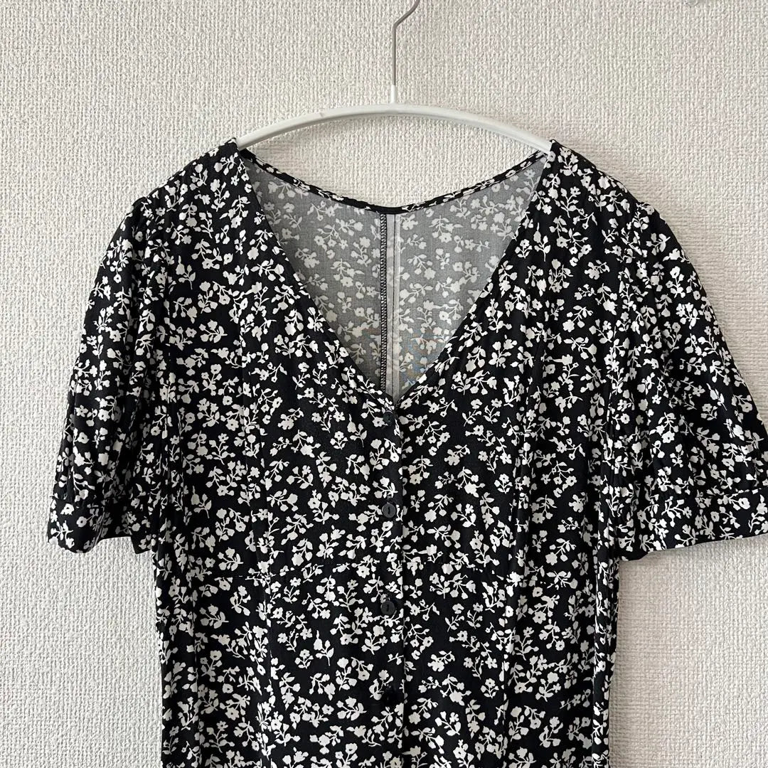 rienda Front Button Pattern Dress Black Size S