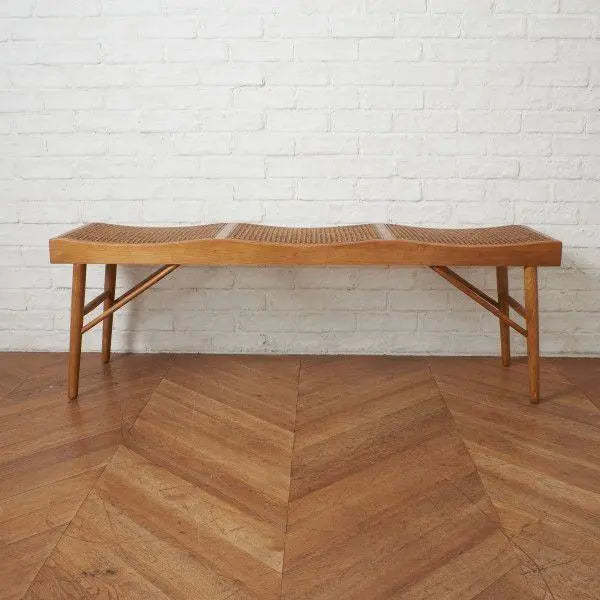 86206★ZARA HOME Banco de madera y ratán Silla de ratán Silla