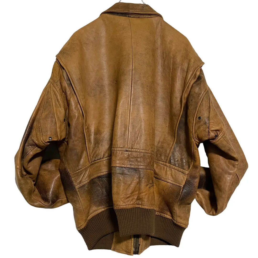 [vintage] A-2 Sheepskin Lamb Leather Flight Jacket Sleeve Switch Camel M