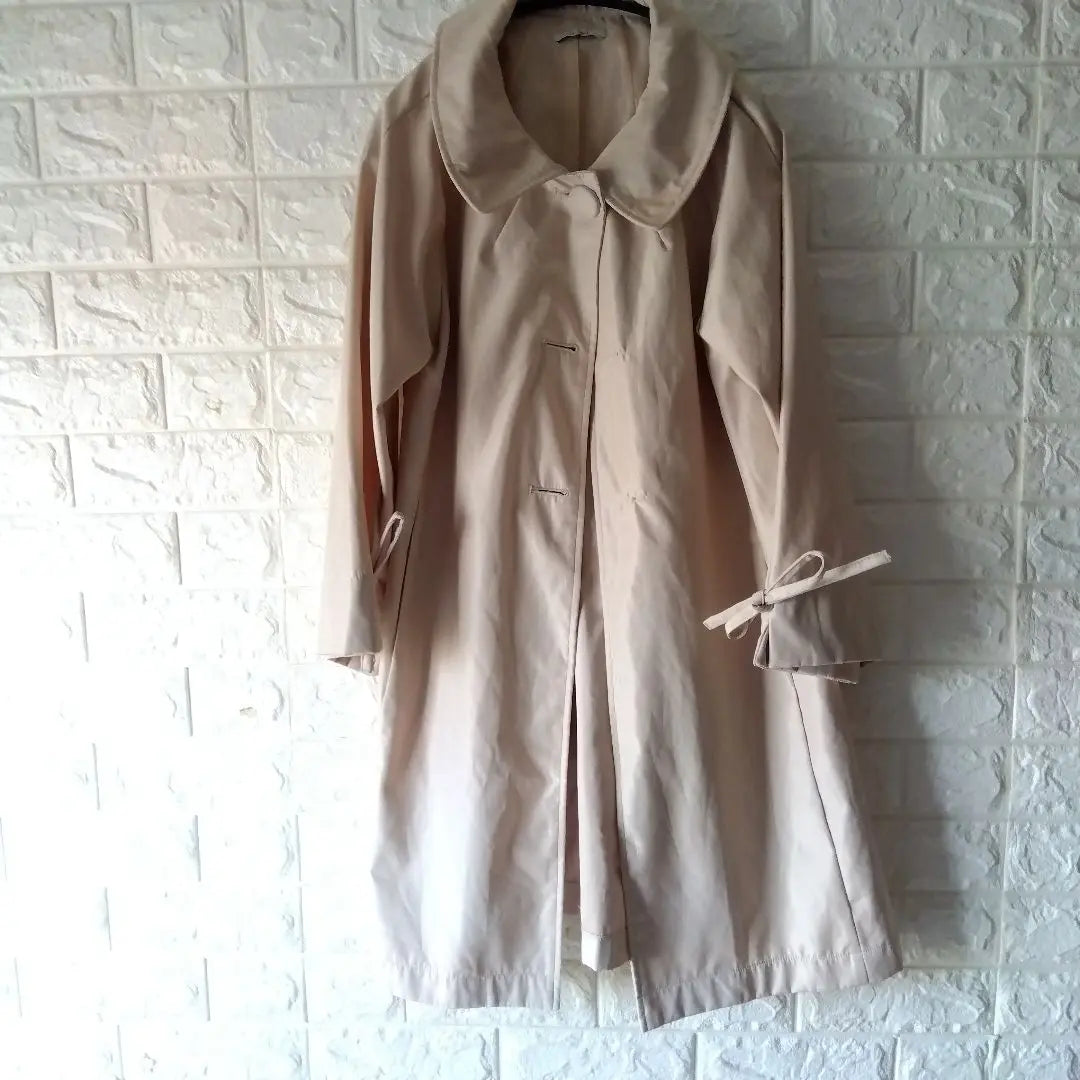 le Soleil Beige Large Collar Long Trench Coat