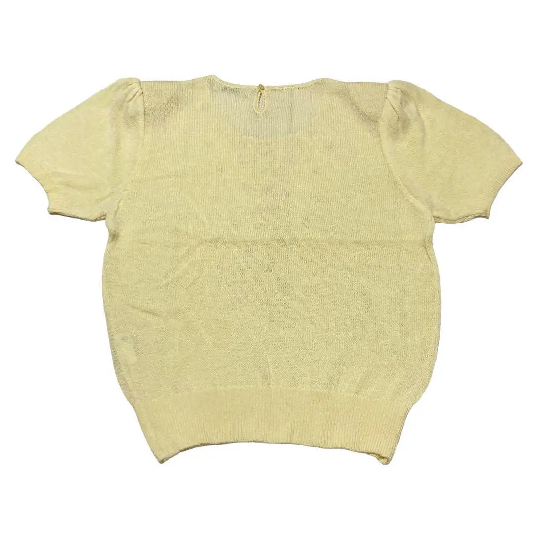 P1210 RENOWN [M] Tops, Short Sleeves, Shoulder Pads, Star Pattern, Linen Blend, Yellow