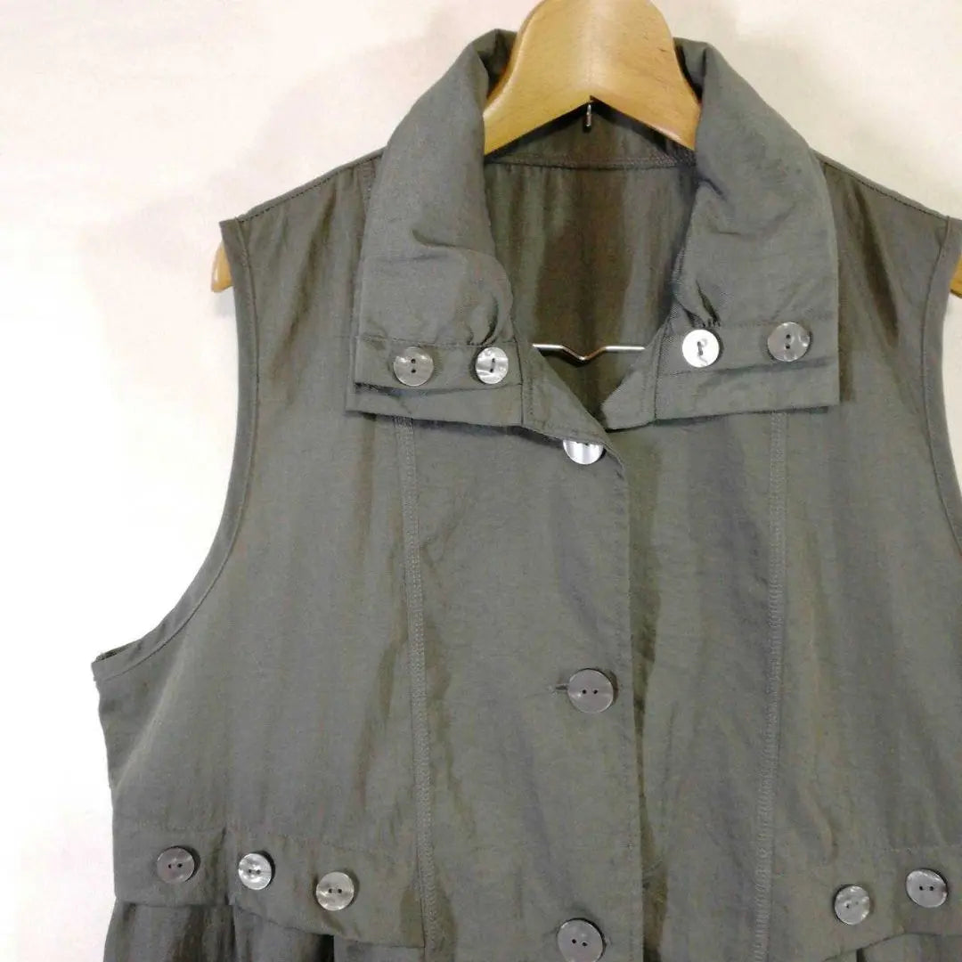 nao-ge Noagé vest, thin, khaki, spring, summer, autumn, L size, b093 | nao-ge ノアジェ ベスト 薄手 カーキ色 春夏秋 Lサイズ　b093