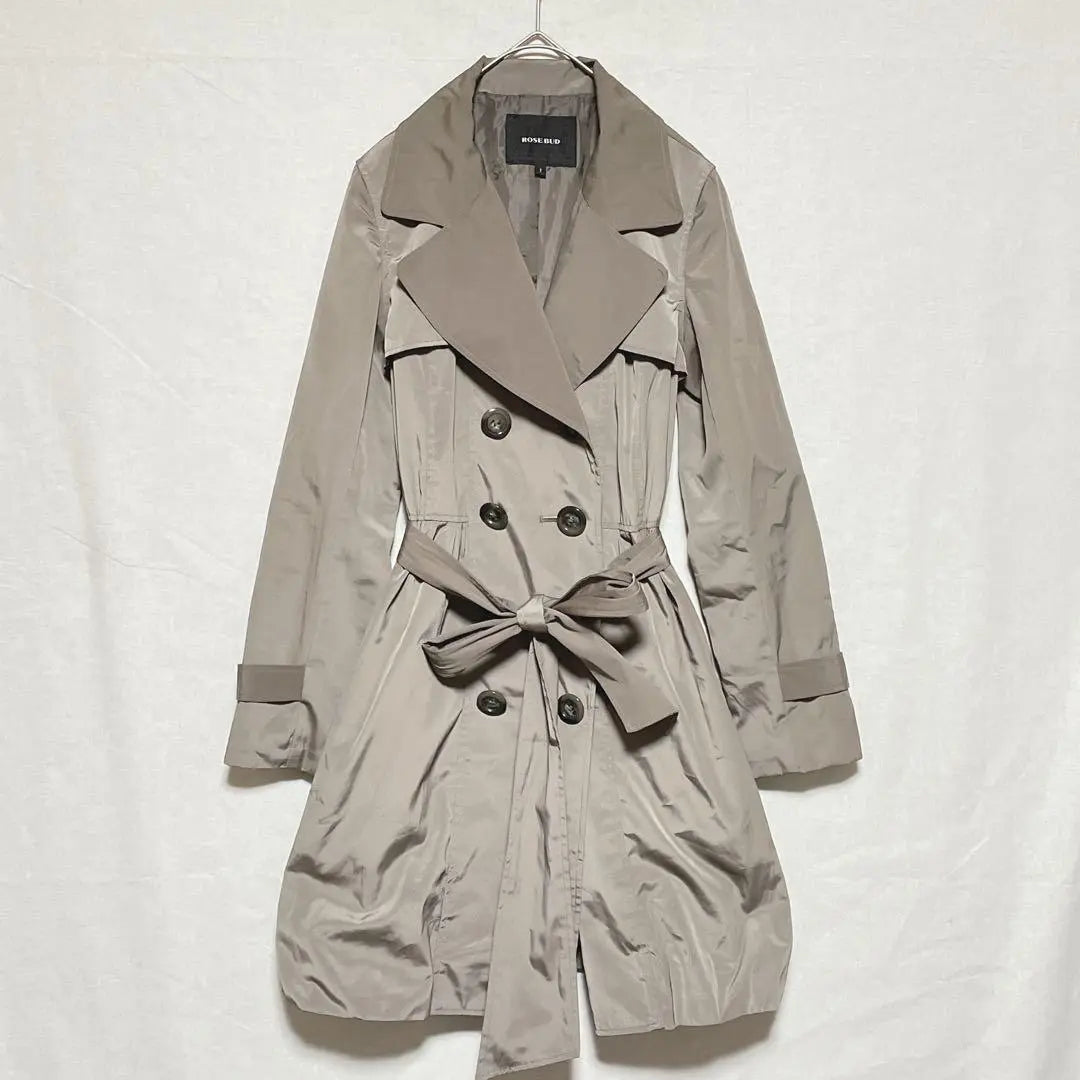 Rosebud/Luxurious/Double trench coat/Lining/Belt/Peplum/Elegant