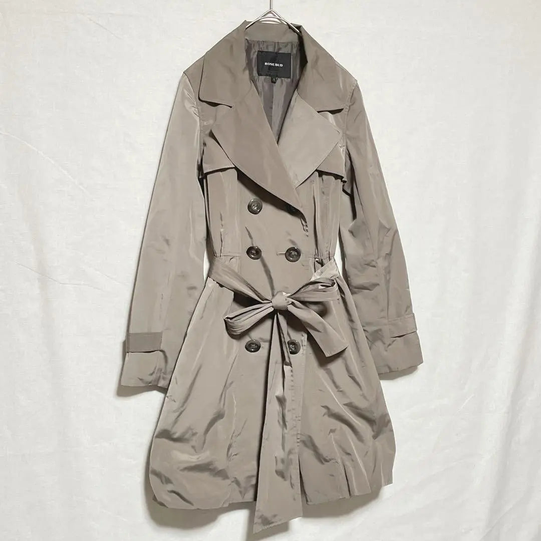 Rosebud/Luxurious/Double trench coat/Lining/Belt/Peplum/Elegant