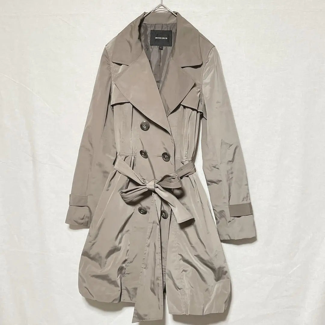 Rosebud/Luxurious/Double trench coat/Lining/Belt/Peplum/Elegant