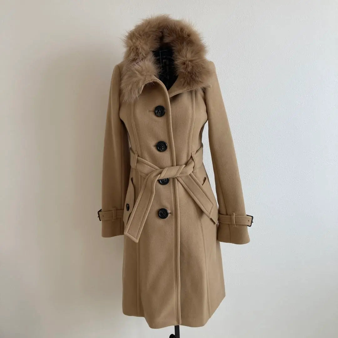 Burberry Blue Label Angola Fox Fur Big Button Long Coat 40