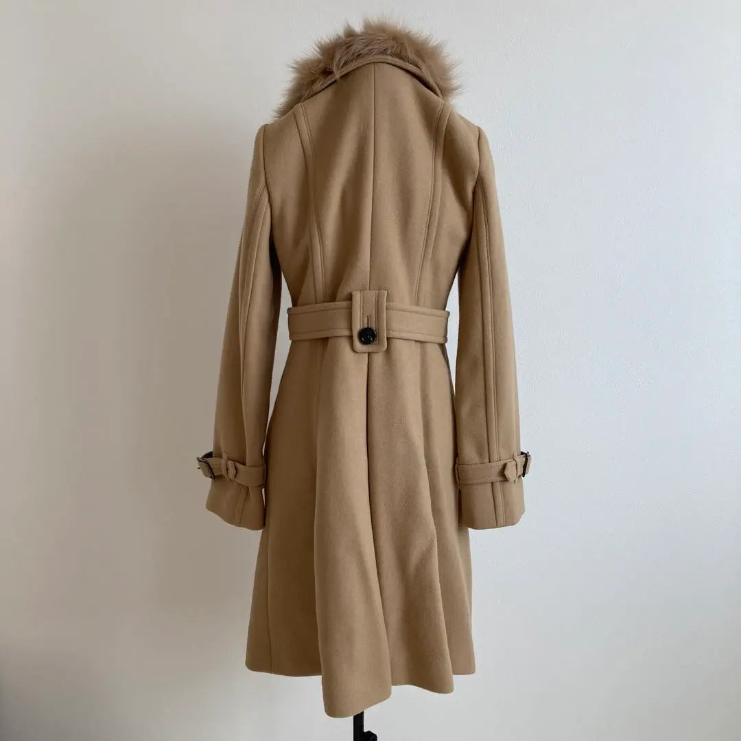 Burberry Blue Label Angola Fox Fur Big Button Long Coat 40