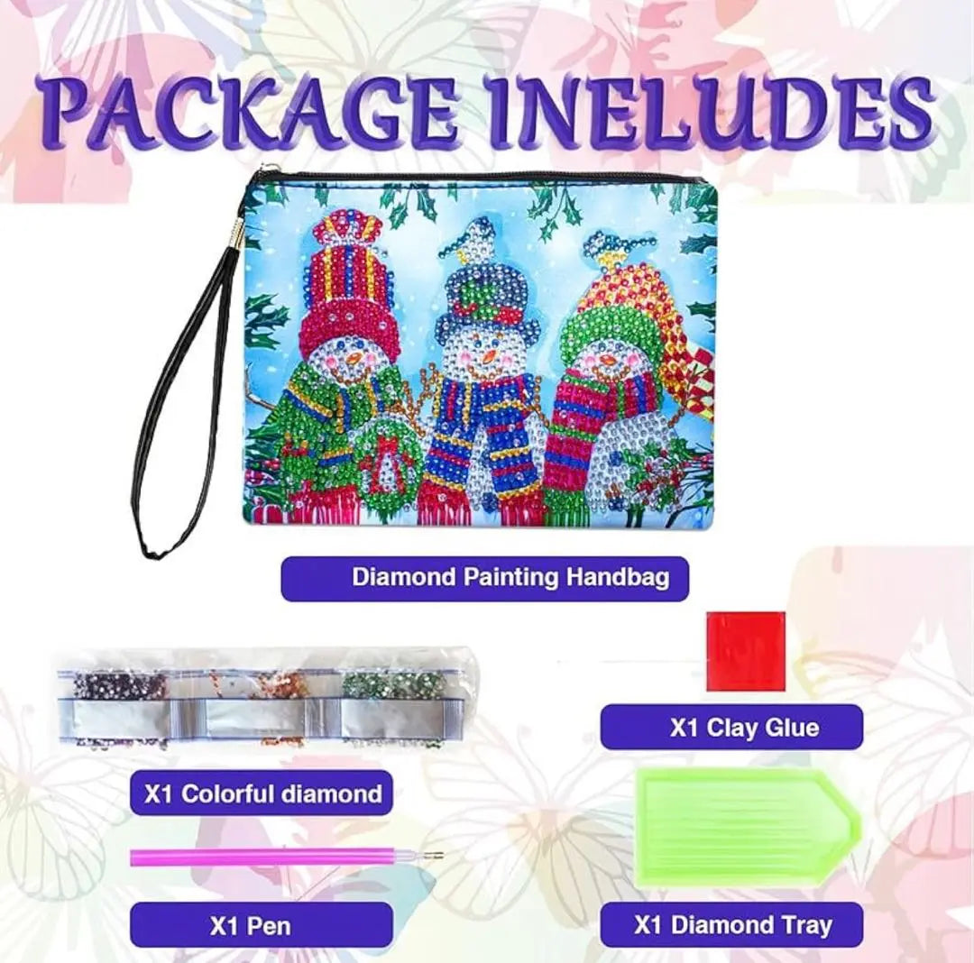 ❤️Very popular❤️Christmas Snow Diamond Art Handbag DIY Pouch