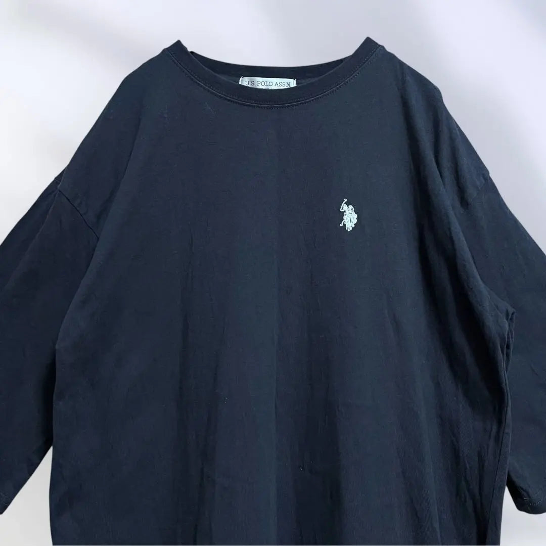 390 US.POLO ASSN Vestido tipo camiseta bordado largo azul marino oscuro bordado