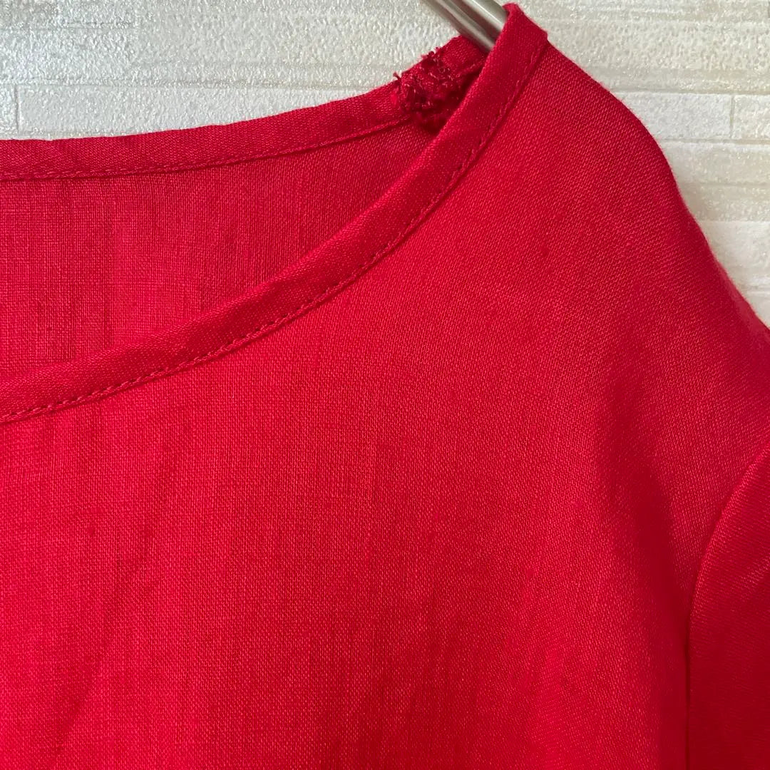 Cáñamo, acampanado, blusa, túnica, rojo