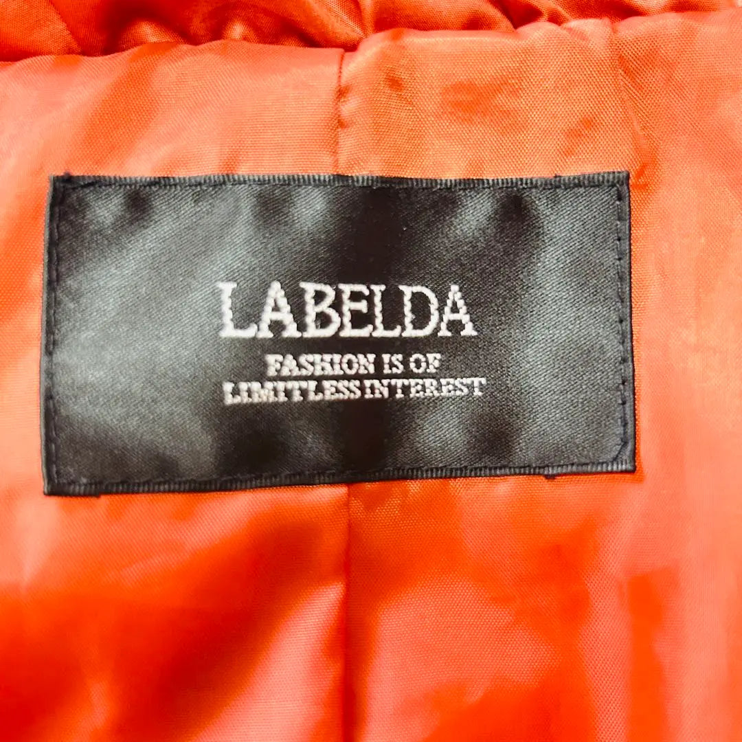 ★Good condition★LABELDA Orange Long Down Jacket 9AR