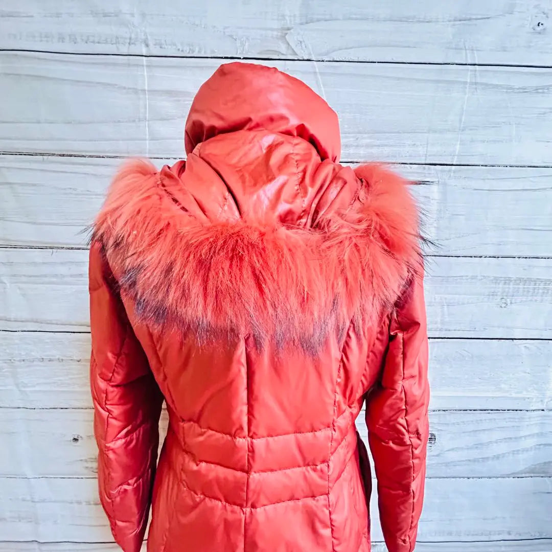 ★Good condition★LABELDA Orange Long Down Jacket 9AR