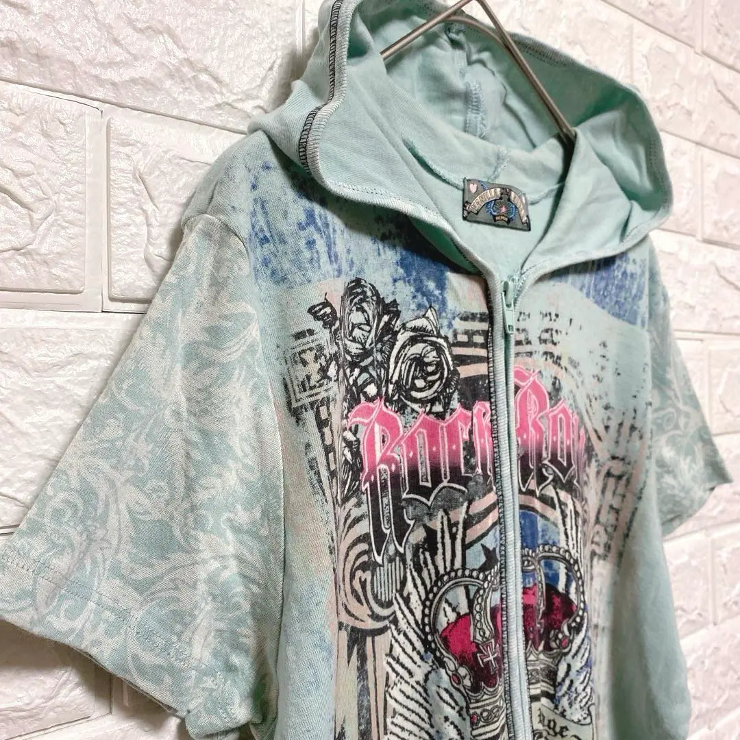 [Vanilla Sugar] Printed Hooded Hoodie Y2K Moss Green M