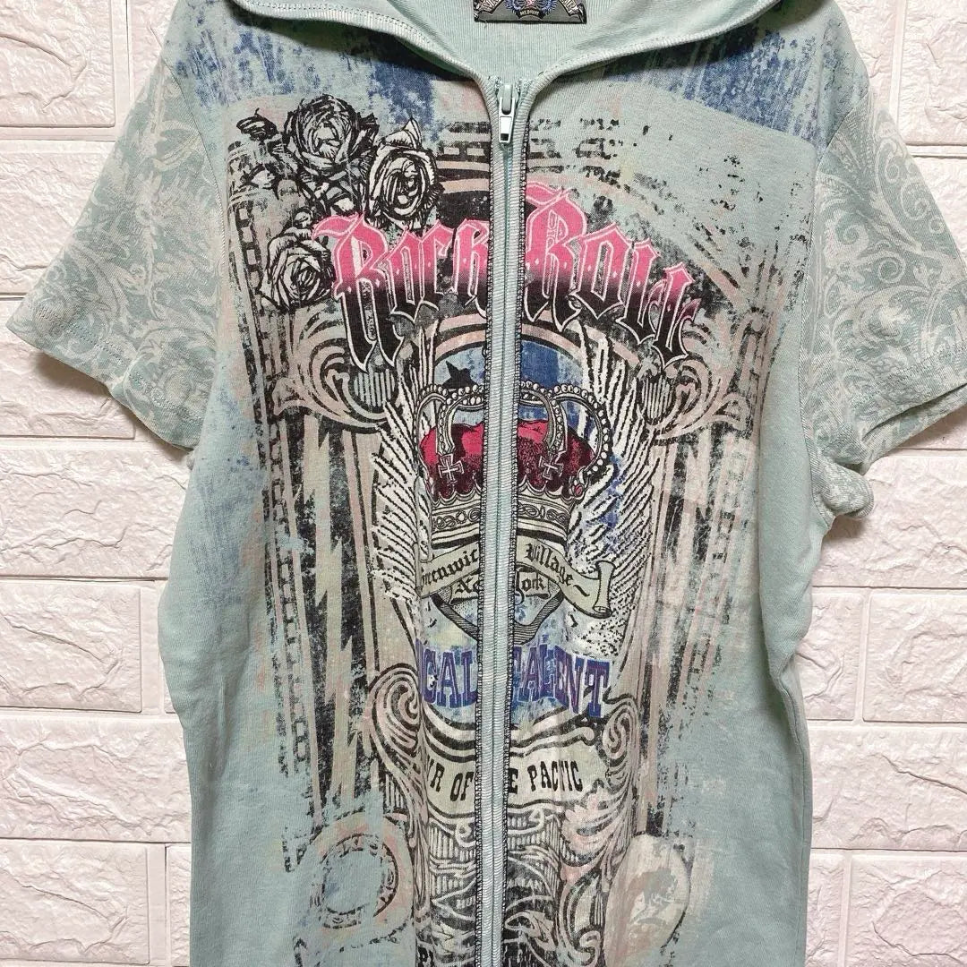 [Vanilla Sugar] Printed Hooded Hoodie Y2K Moss Green M