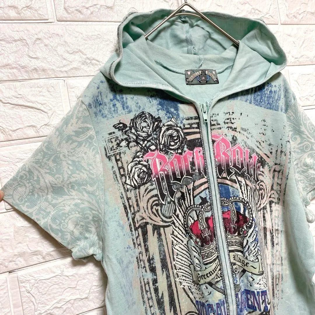 [Vanilla Sugar] Printed Hooded Hoodie Y2K Moss Green M