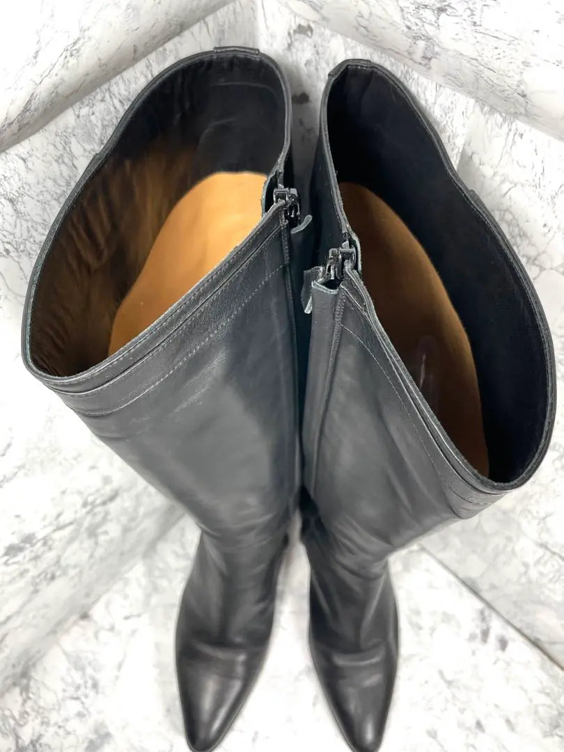 [Extremely beautiful] HERMES ☆ Long boots ☆ Leather boots ☆ Jumping boots ☆ 37 ☆ Black | 【極美品】HERMES☆ロングブーツ☆レザーブーツ☆ジャンピングブーツ☆37☆黒