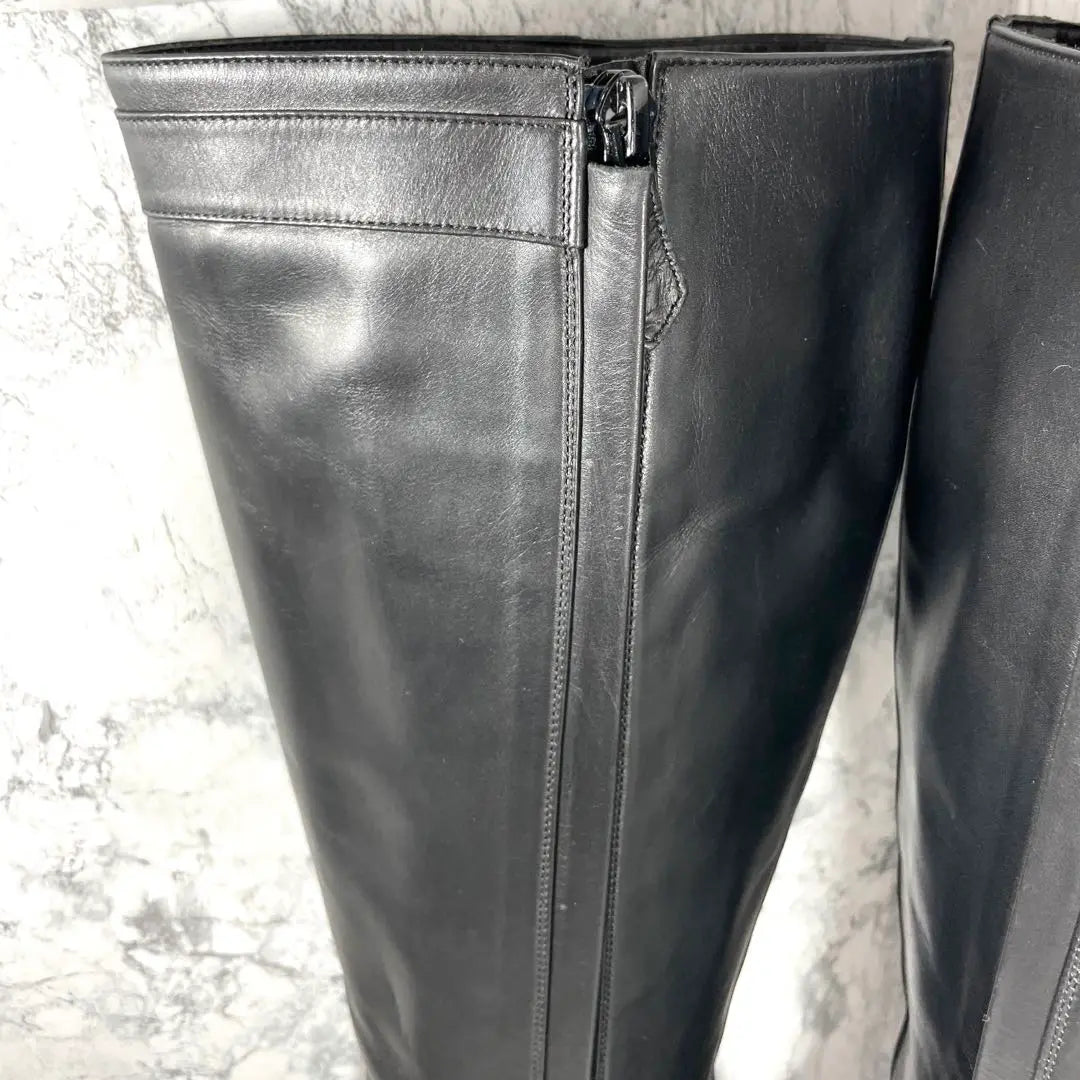 [Extremadamente hermoso] HERMES ☆ Botas largas ☆ Botas de cuero ☆ Botas de salto ☆ 37 ☆ Negro | 【極美品】HERMES☆ロングブーツ☆レザーブーツ☆ジャンピングブーツ☆37☆黒