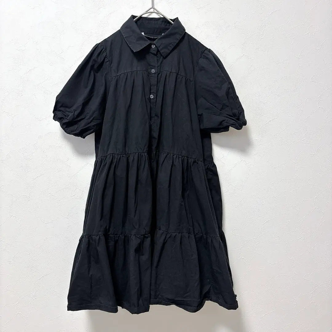 ZARA Shirt Dress Flare Short Sleeve A-Line Adult Cute Black