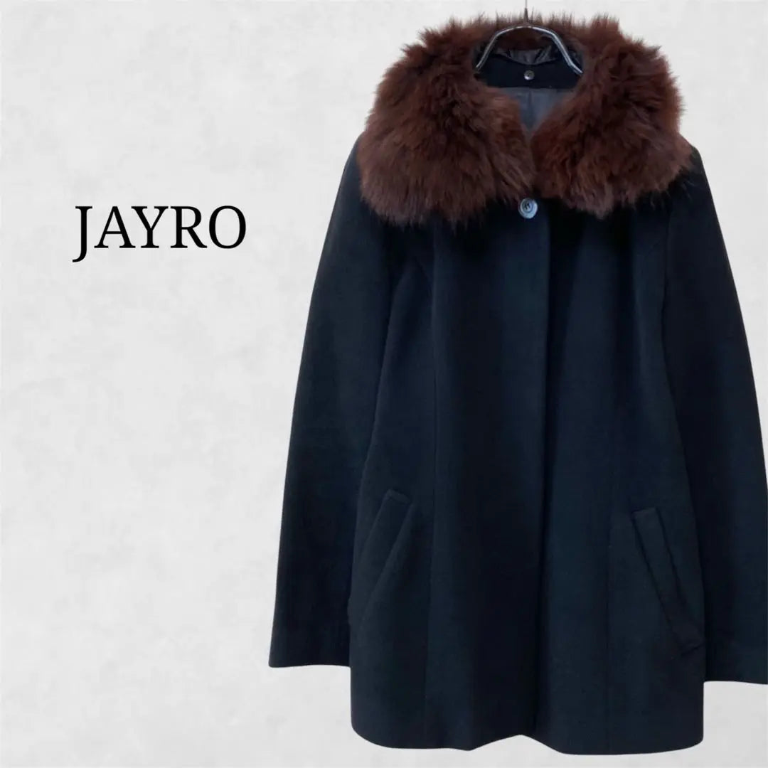 Gyro (S) Fox Fur Short Coat Angola Wool Black Cold Protection