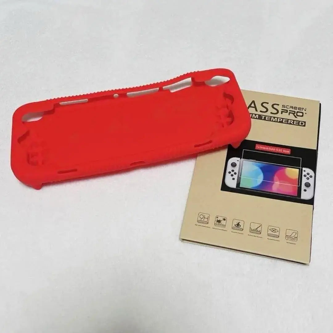 Silicon case Nintendo Switch compatible OLED model film cover red red | シリコンケース 任天堂スイッチ対応 OLEDモデル フィルム カバー 赤 レッド