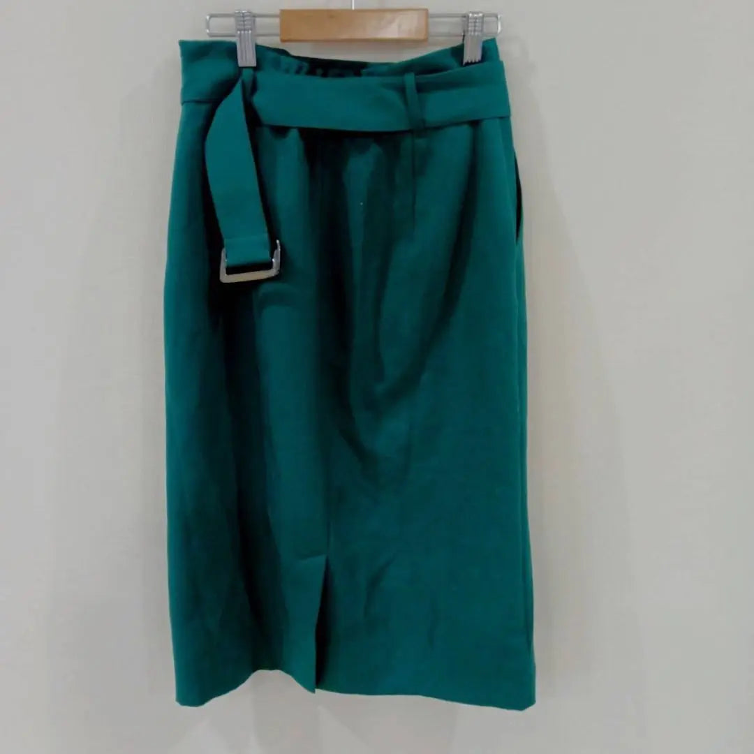 Screws (MT) Knee-length skirt Waist belt Mile length Green Polyester | ビス (MT) 膝丈スカート ウエストベルト ミモレ丈 グリーン ポリエステル