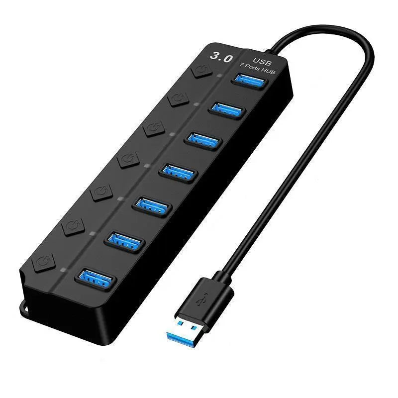 Concentrador USB de 7 puertos con interruptor independiente y conmutador B