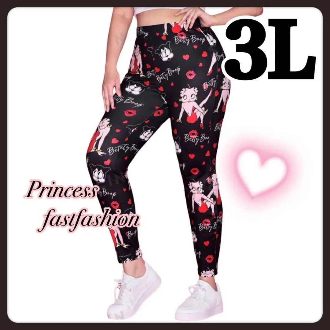 [3L / Black] Betty -chan Leggings Spats Large Size Ladies | 【3L／ブラック】ベティちゃん レギンス スパッツ 大きいサイズ レディース