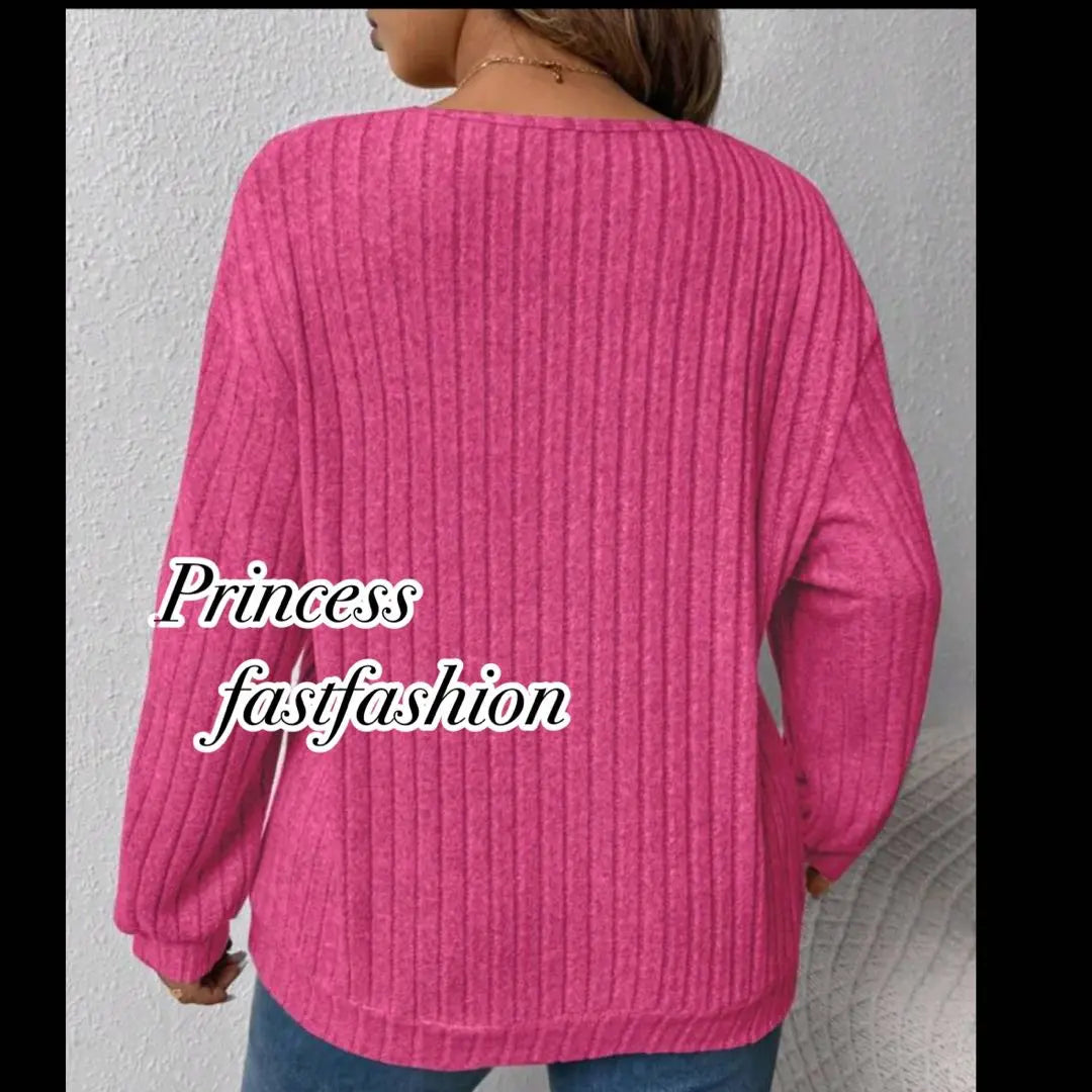 [6L/Pink] Fluffy texture V-neck cut and sew large size ladies