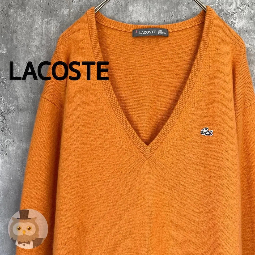 [100% cashmere] LACOSTE V-neck sweater, second-hand clothing, unisex