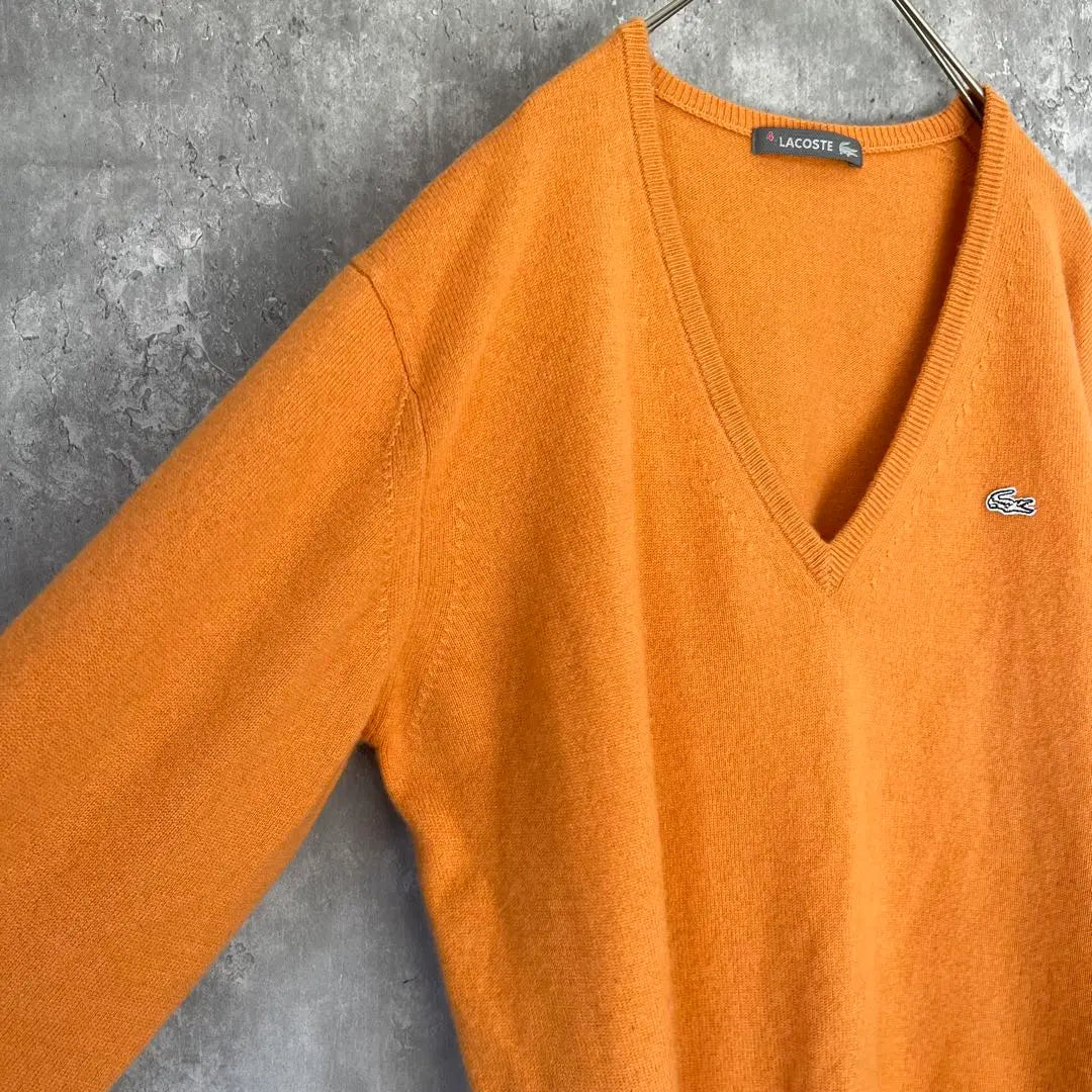 [100% cashmere] LACOSTE V-neck sweater, second-hand clothing, unisex