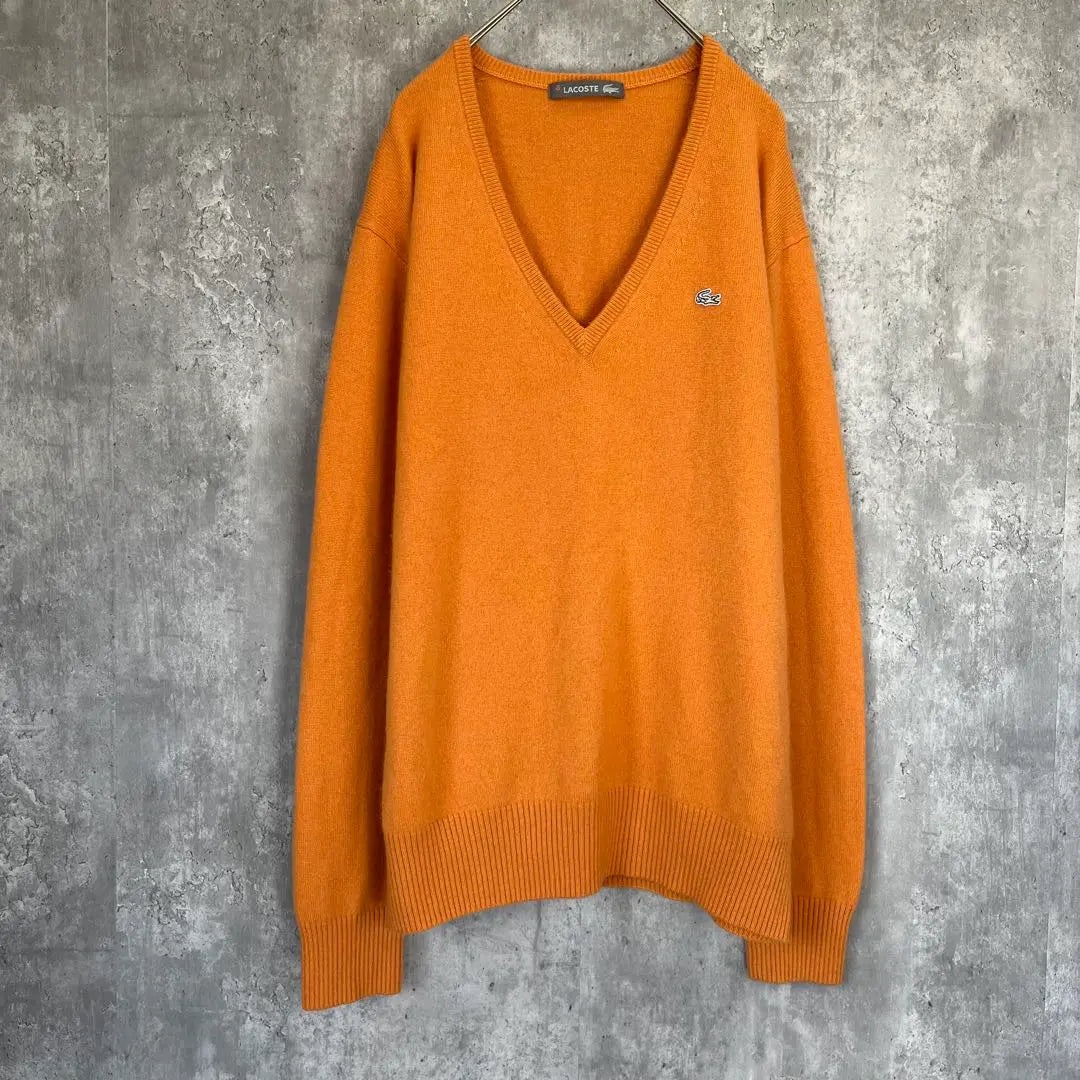 [100% cashmere] LACOSTE V-neck sweater, second-hand clothing, unisex