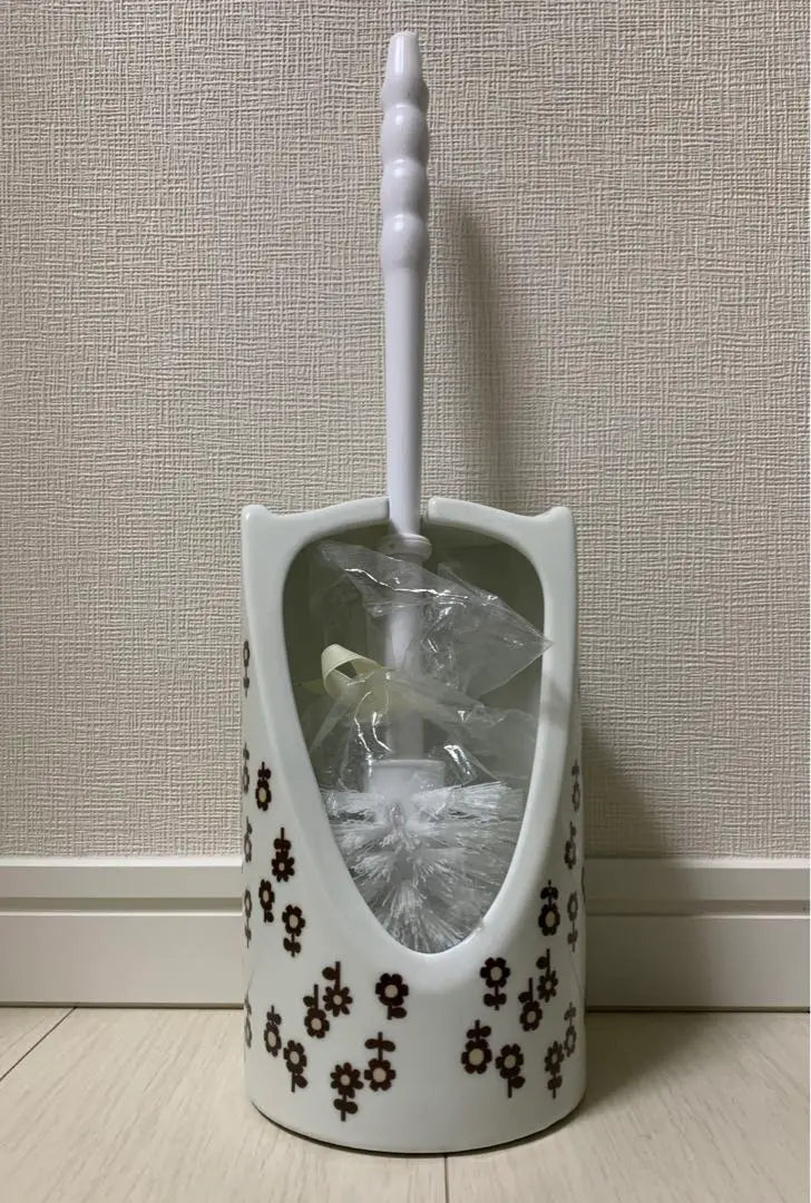 Rare ☆ Kurashiki Design Planning Office Sanitary Series (Small Flower Pattern) Toilet Brush Stand Made of Ceramic