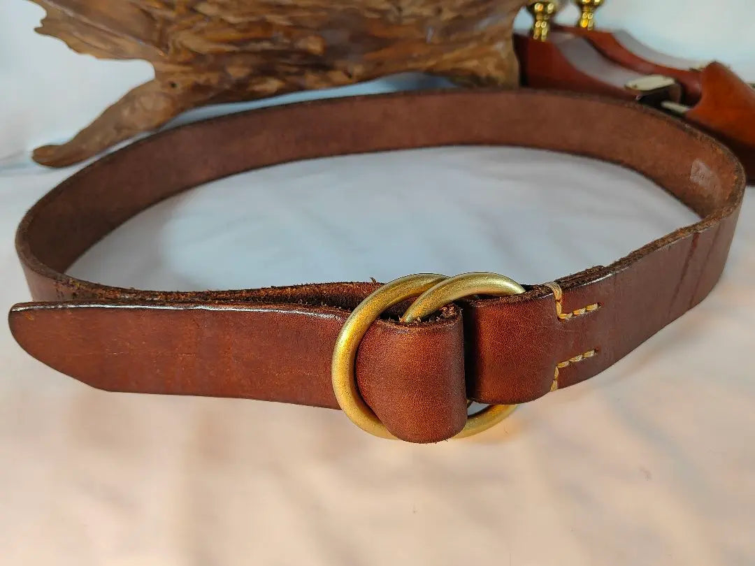 [Extra thick leather] Zodiac Genuine product, high-quality double ring belt, genuine leather/brass