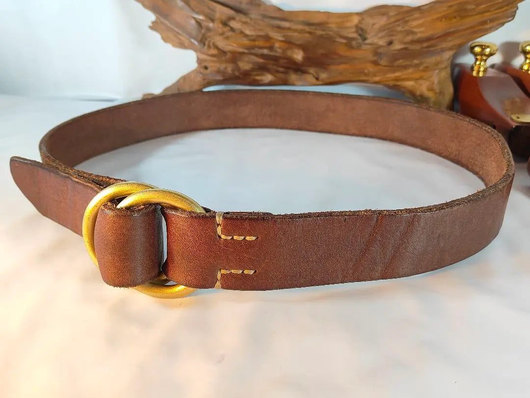 [Extra thick leather] Zodiac Genuine product, high-quality double ring belt, genuine leather/brass