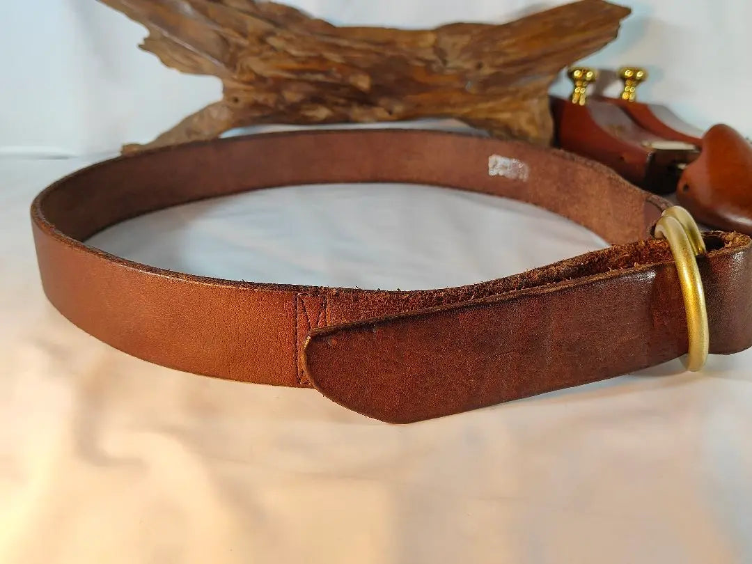 [Extra thick leather] Zodiac Genuine product, high-quality double ring belt, genuine leather/brass