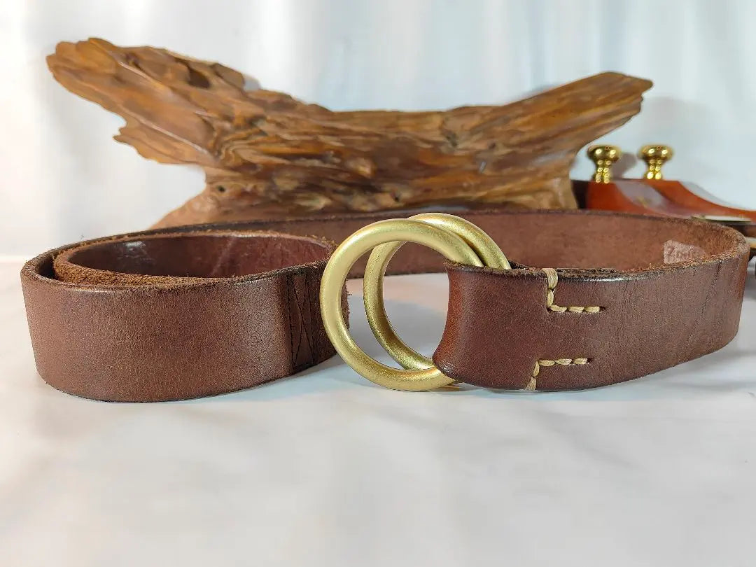 [Extra thick leather] Zodiac Genuine product, high-quality double ring belt, genuine leather/brass