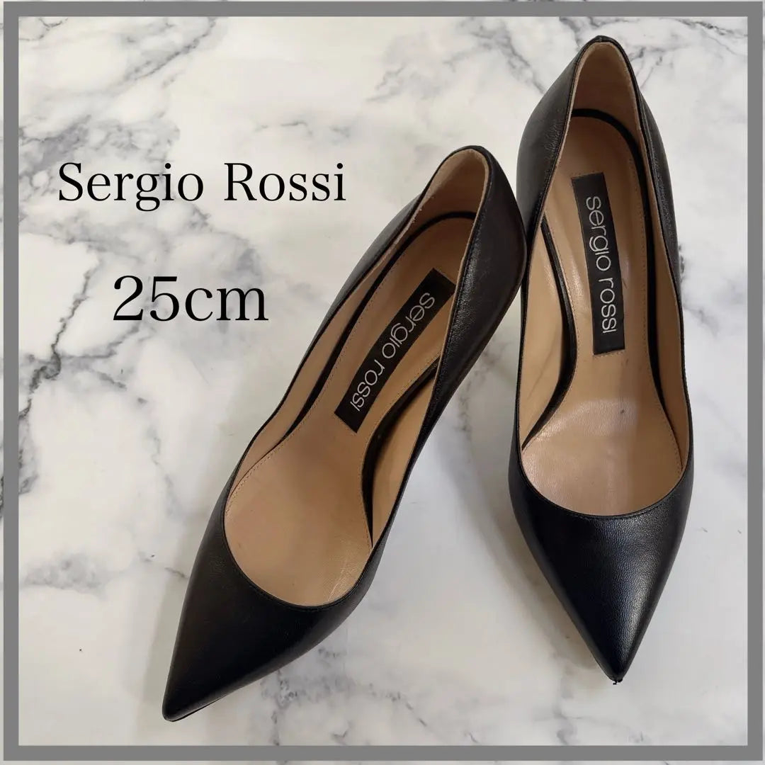 [Muy popular] Sergio Rossi Tacones altos negros 25cm | 【大人気】Sergio Rossi セルジオロッシ ブラックハイヒール 25cm