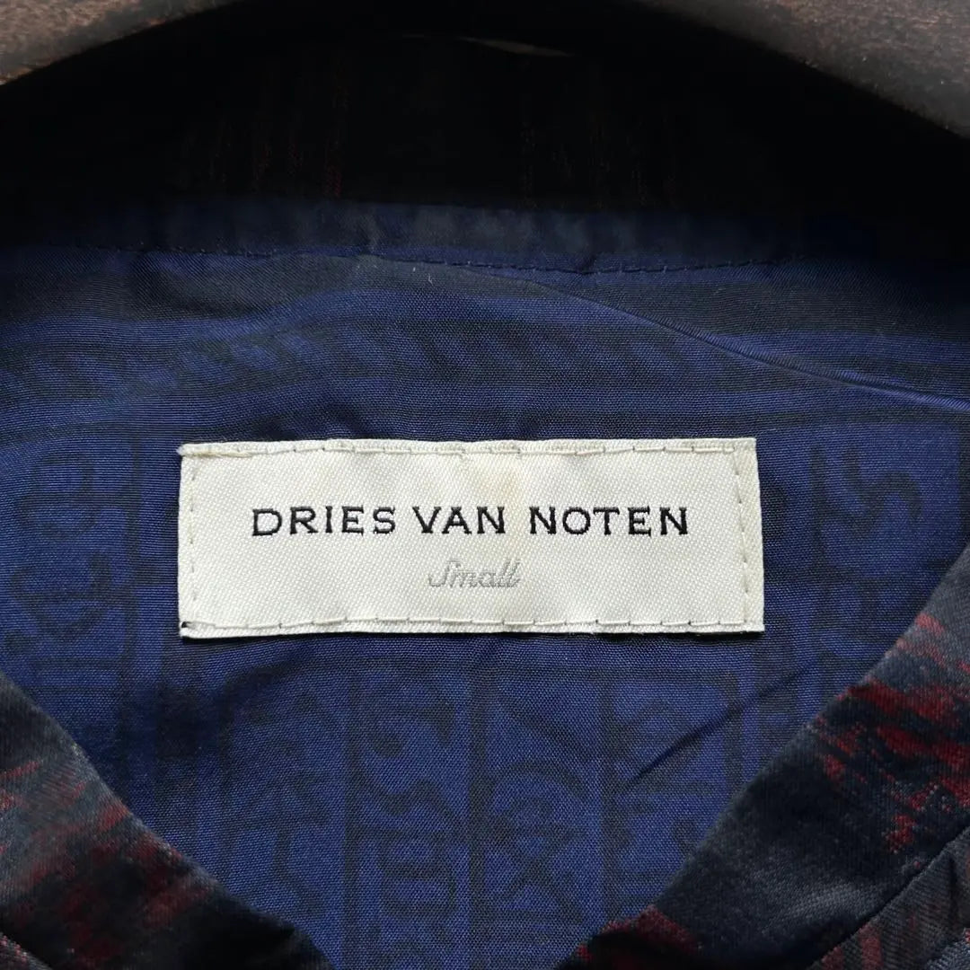 Superb condition✨Dris Van Noten Blouson 100% Silk All-over Pattern Switching Navy S