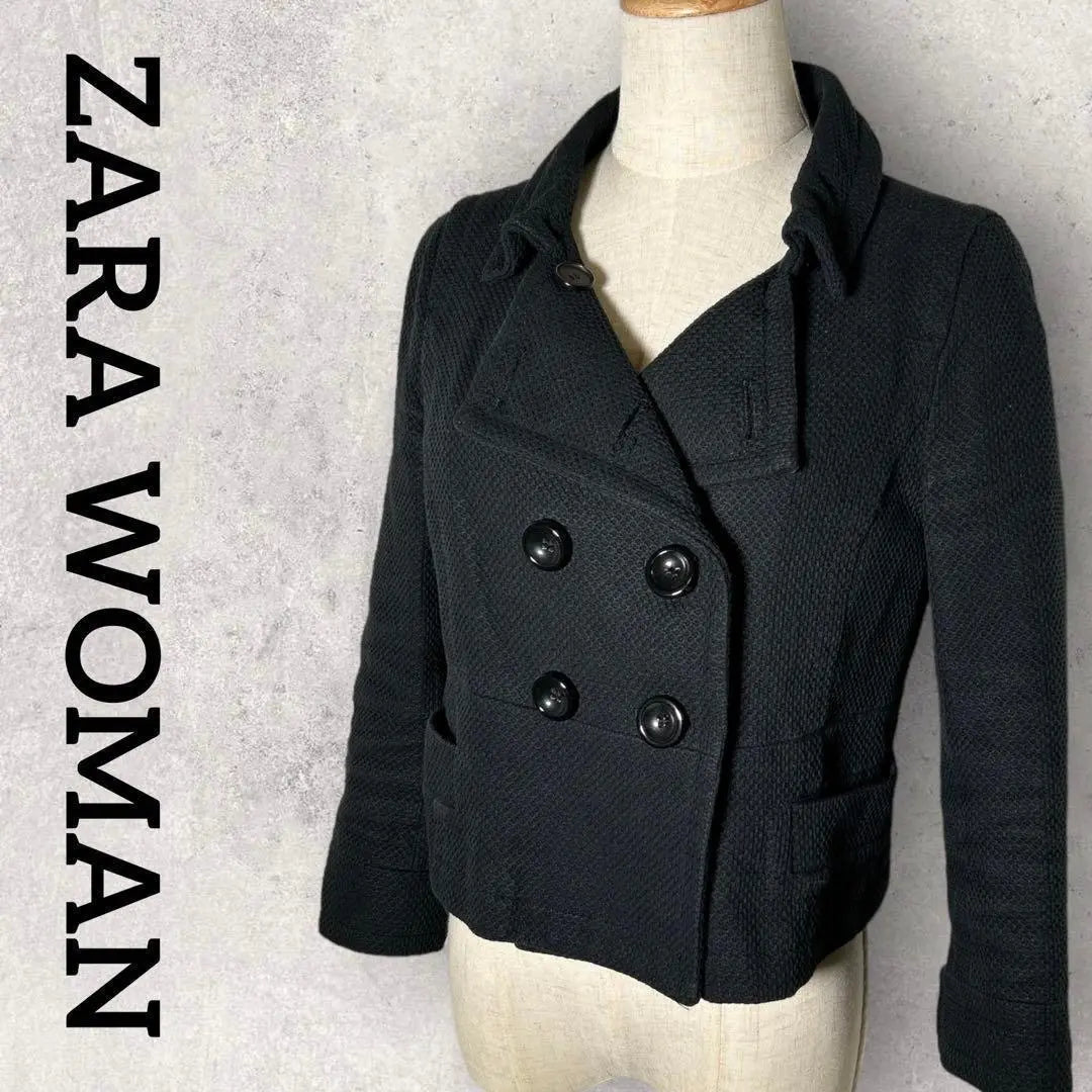 ZARA WOMAN Short length pea coat (M) Black Thick fabric