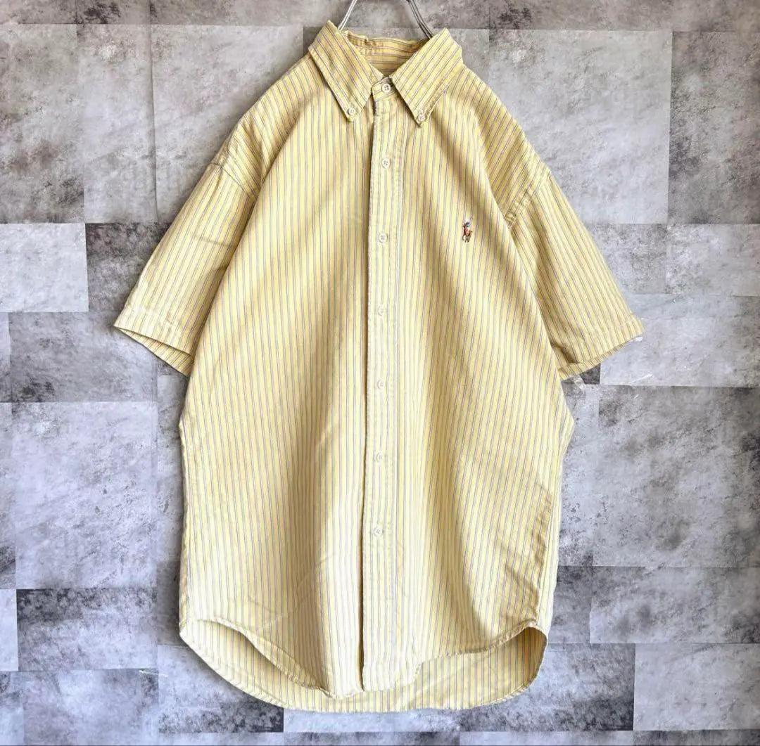 [Rare] Ralph Lauren logo embroidered colored pony striped short sleeve shirt